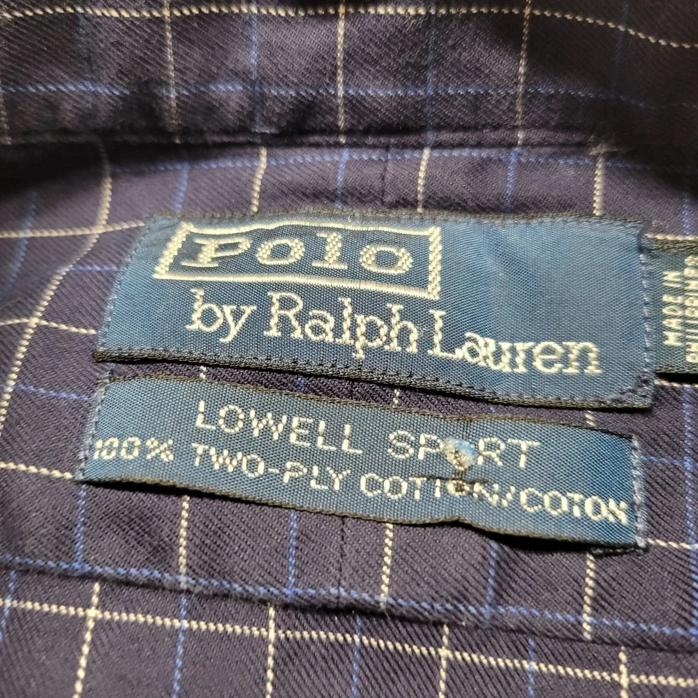 Polo Ralph Lauren Lowell Sport Shirt Mens‎ Medium Blue Grid Check Cotton Pony